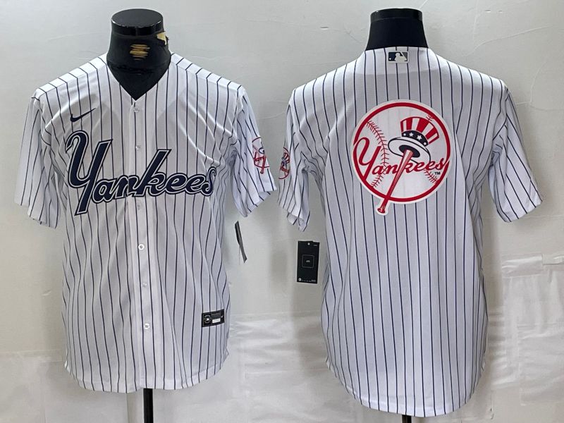 Men New York Yankees Blank White stripe Three generations joint names Nike 2024 MLB Jersey style 16->new york yankees->MLB Jersey